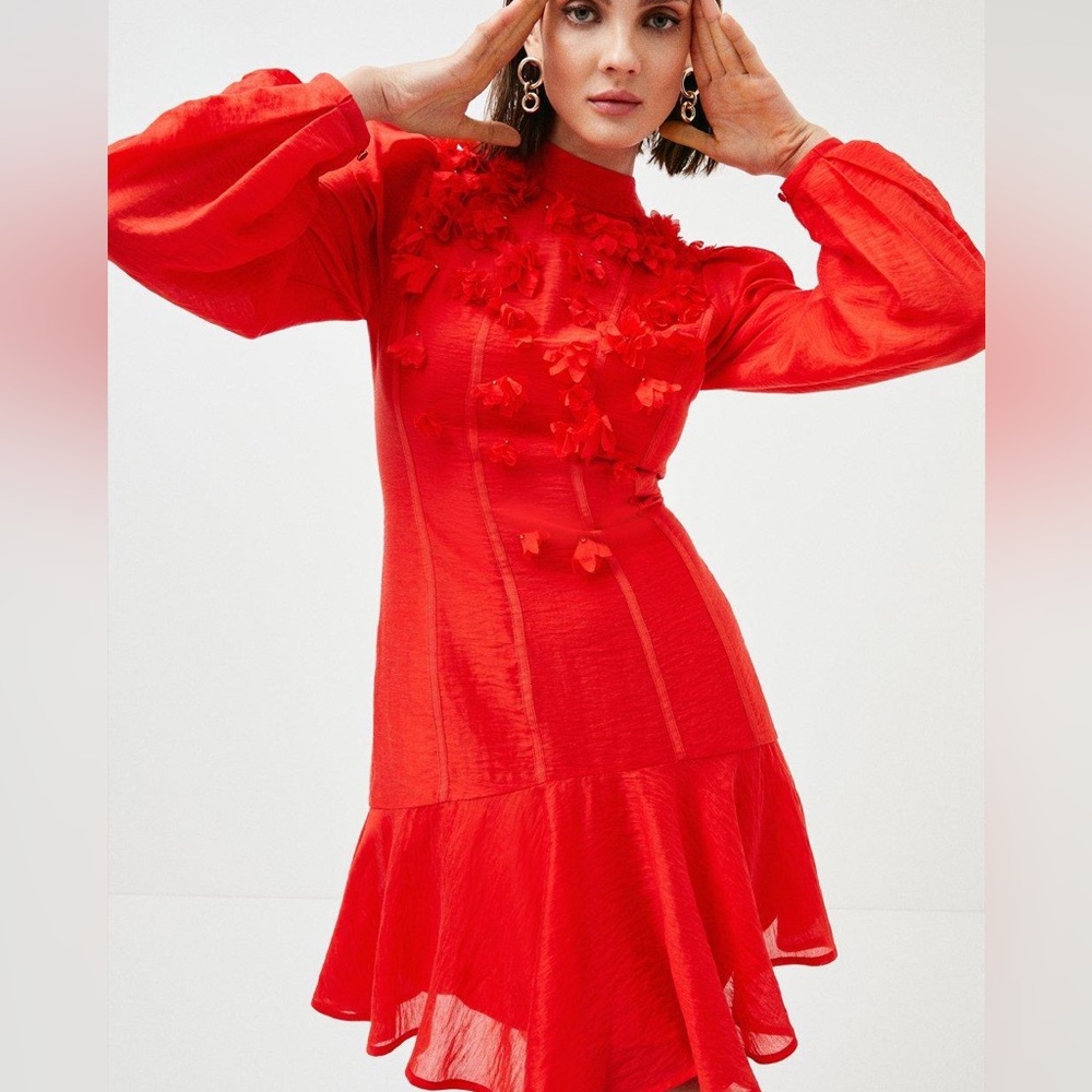 Karen Millen | 3D Floral Appliqué Mini Dress